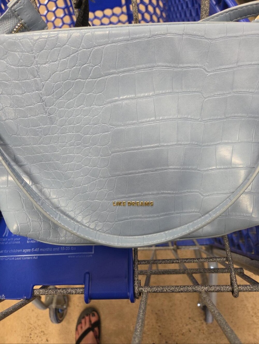 Like Dreams Dreamer Light Blue Croc Embossed Shoulder Crossbody Bag Vegan Leathe